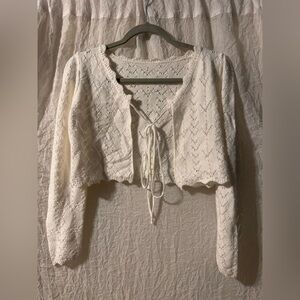 Front Tie Cropped Cardigan